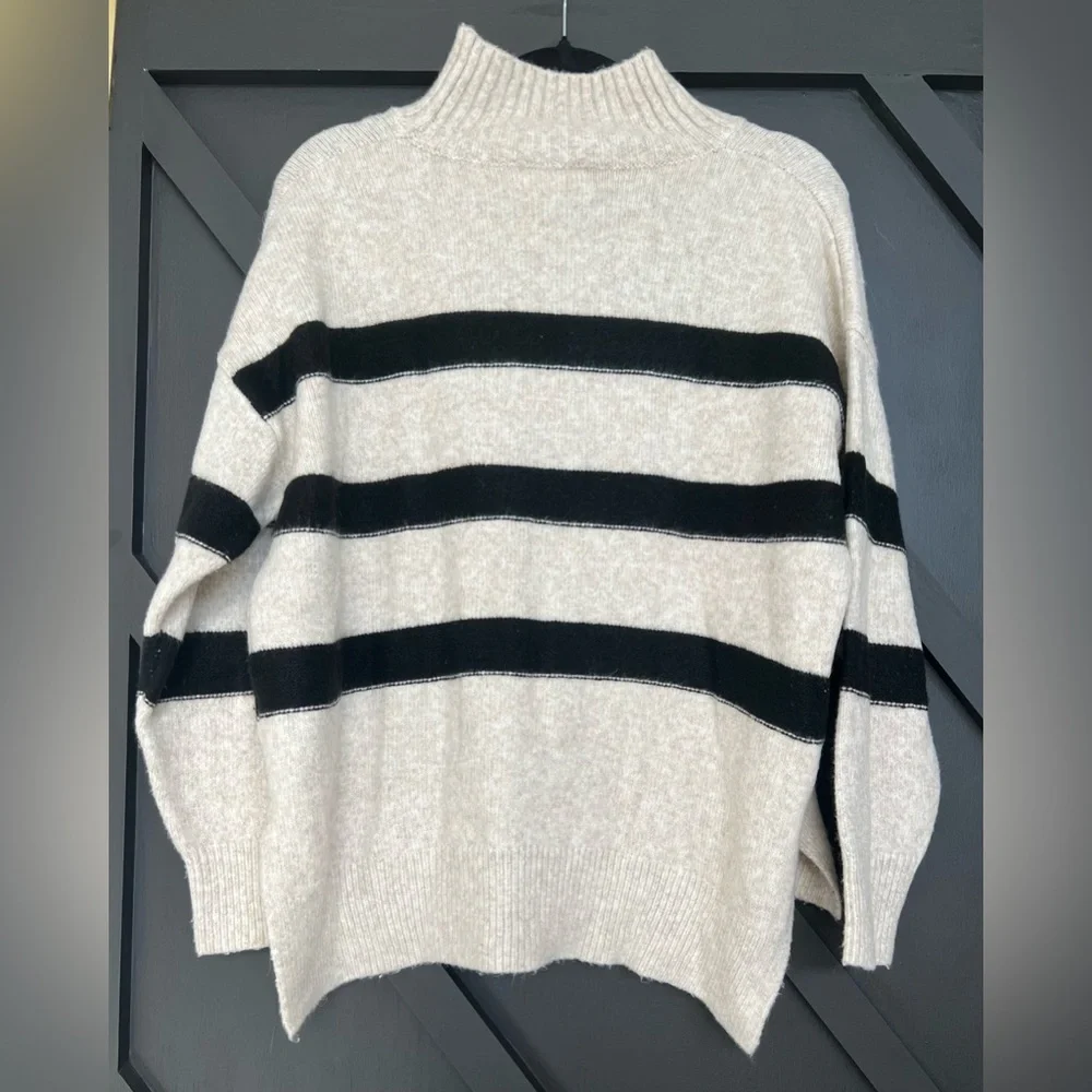 Line and Dot Rosie Striped Sweater in Oatmeal & Black, Size Small - Picture 7 of 10